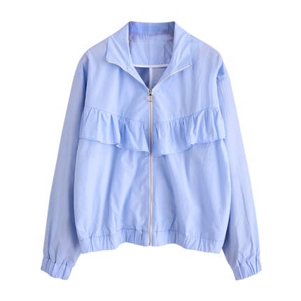 shop online Ruffle Trim Pinstripe Jacket shop online Ruffle Trim Pinstripe Jacket