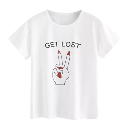 shop SHEIN Gesture And Letter Print Tee online shop SHEIN Gesture And Letter Print Tee online