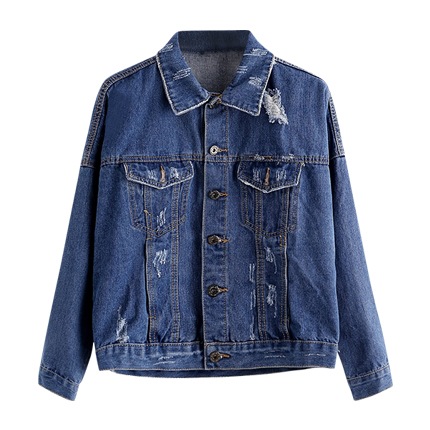 shop online Destroyed Letter Print Back Denim Jacket shop online Destroyed Letter Print Back Denim Jacket