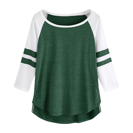 shop Varsity-Striped Dip Hem Tee online shop Varsity-Striped Dip Hem Tee online