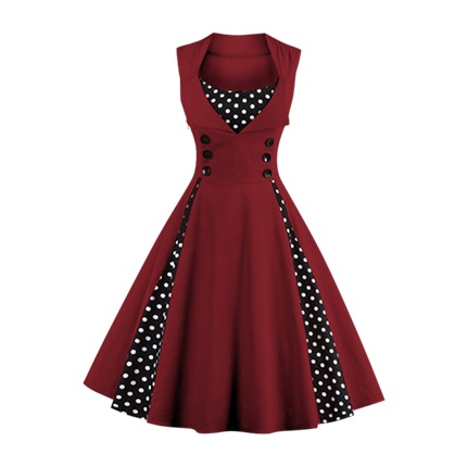 shop Contrast Polka Dot Foldover Circle Dress online shop Contrast Polka Dot Foldover Circle Dress online