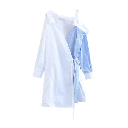 shop online Contrast Cold Shoulder Shirt Dress shop online Contrast Cold Shoulder Shirt Dress