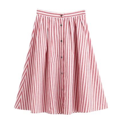 shop Buttoned Front Pleated Striped Skirt online shop Buttoned Front Pleated Striped Skirt online
