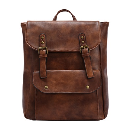 shop Faux Leather Double Buckle Strap Backpack online shop Faux Leather Double Buckle Strap Backpack online