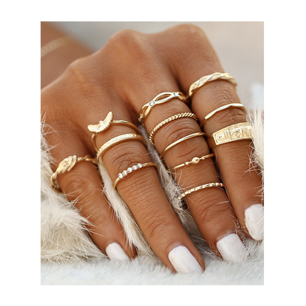 shop online Gold Plated Embellished Ring Set shop online Gold Plated Embellished Ring Set