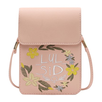shop Calico Embroidered Flap PU Shoulder Bag online shop Calico Embroidered Flap PU Shoulder Bag online