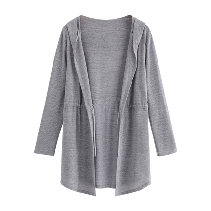 shop online Drawstring Waist Hooded Marled Cardigan shop online Drawstring Waist Hooded Marled Cardigan