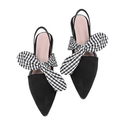 shop online Gingham Bow Tie Decorated Pointed Toe Flats shop online Gingham Bow Tie Decorated Pointed Toe Flats