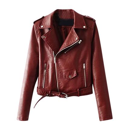 shop online Faux Leather Buckle Belt Hem Moto Jacket shop online Faux Leather Buckle Belt Hem Moto Jacket
