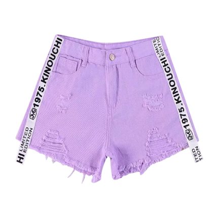 shop Letter Frayed Hem Ripped Denim Shorts online shop Letter Frayed Hem Ripped Denim Shorts online
