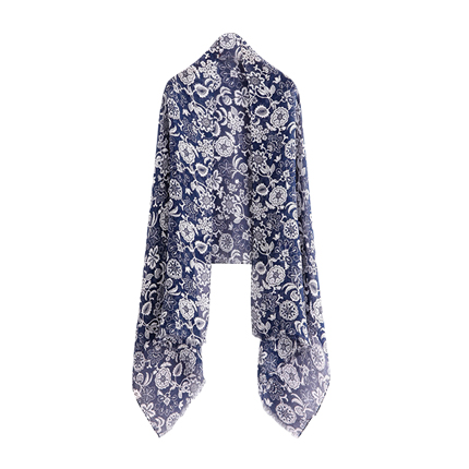 shop Retro Flower Print Lightweight Scarf online shop Retro Flower Print Lightweight Scarf online