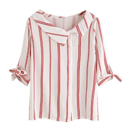 shop Vertical Striped Tie Cuff Blouse online shop Vertical Striped Tie Cuff Blouse online