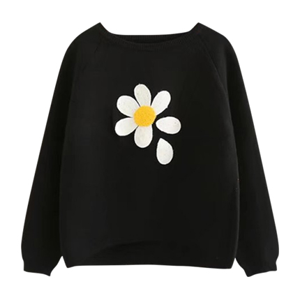 shop online Raglan Sleeve Dip Hem Flower Sweater shop online Raglan Sleeve Dip Hem Flower Sweater