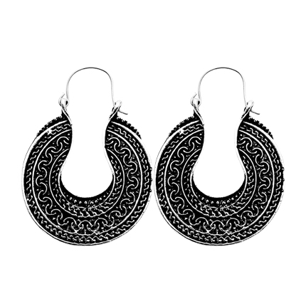 shop online Antique Silver Carved National Style Drop Earrings shop online Antique Silver Carved National Style Drop Earrings