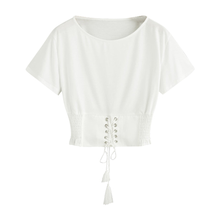 shop online Corset Lace Up Detail T-Shirt shop online Corset Lace Up Detail T-Shirt