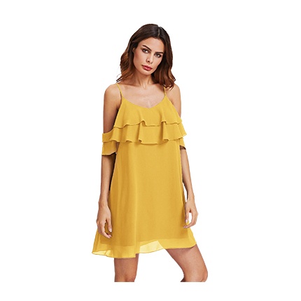 shop online Layered Flounce Trim Dress shop online Layered Flounce Trim Dress