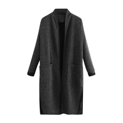 shop online Faux Leather Binding Patch Pocket Front Coat shop online Faux Leather Binding Patch Pocket Front Coat