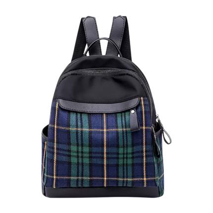 shop Plaid Detail Zipper Backpack online shop Plaid Detail Zipper Backpack online
