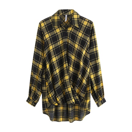 shop online Twist Dip Hem Plaid Shirt shop online Twist Dip Hem Plaid Shirt