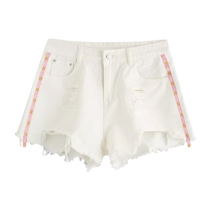 shop Ribbon Raw Hem Ripped Denim Shorts online shop Ribbon Raw Hem Ripped Denim Shorts online