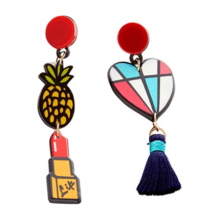 shop online Lipstick & Heart Drop Mismatched Earrings shop online Lipstick & Heart Drop Mismatched Earrings