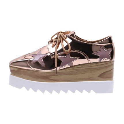 shop online Rose Gold Star Patch Patent Leather Platform Shoes shop online Rose Gold Star Patch Patent Leather Platform Shoes