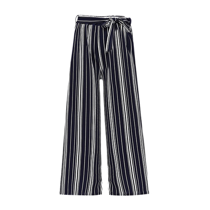 shop online Vertical Striped Self Tie Wide Leg Pants shop online Vertical Striped Self Tie Wide Leg Pants