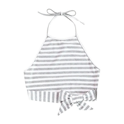 shop online Striped Knot Front Crop Halter Top shop online Striped Knot Front Crop Halter Top