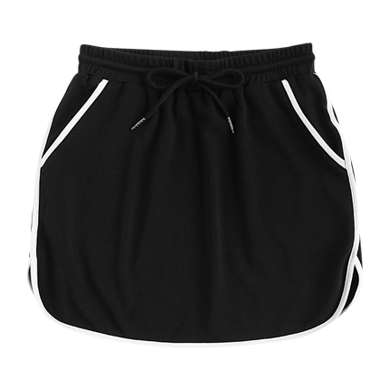 shop online Contrast Binding Dolphin Hem Drawstring Skirt shop online Contrast Binding Dolphin Hem Drawstring Skirt