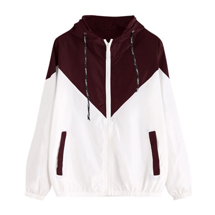 shop online Color Block Drawstring Hooded Zip Up Jacket shop online Color Block Drawstring Hooded Zip Up Jacket