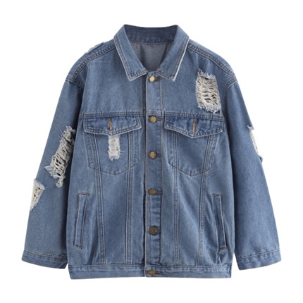shop online Bleach Wash Ripped Denim Jacket shop online Bleach Wash Ripped Denim Jacket