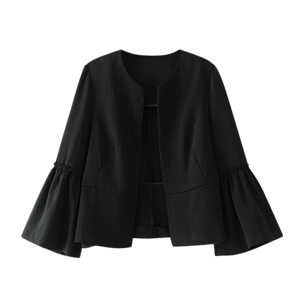 shop online Bell Sleeve Frill Trim Blazer shop online Bell Sleeve Frill Trim Blazer