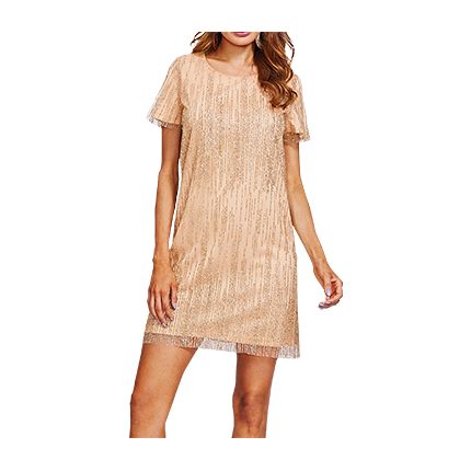 glitter mesh overlay dress