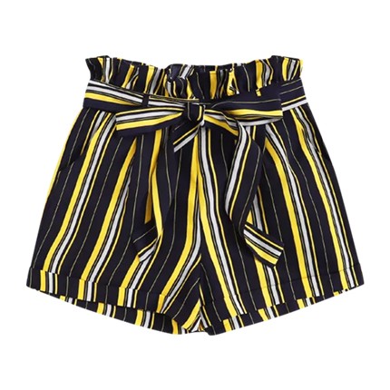 frill trim tie waist striped shorts