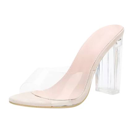 clear block heel pumps
