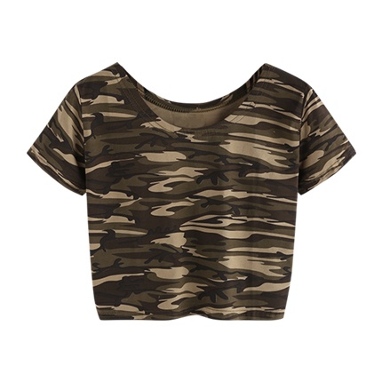 shop online Camo Print Crop Tshirt shop online Camo Print Crop Tshirt