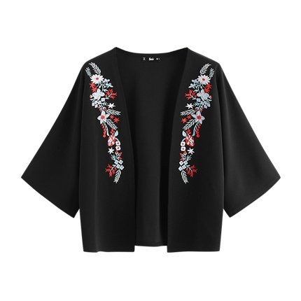 shop online Symmetrical Embroidery Open Front Blazer shop online Symmetrical Embroidery Open Front Blazer