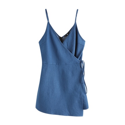 shop online Surplice Wrap Denim Cami Romper shop online Surplice Wrap Denim Cami Romper