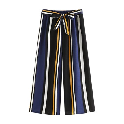 shop Self Tie Waist Striped Wide Leg Pants online shop Self Tie Waist Striped Wide Leg Pants online