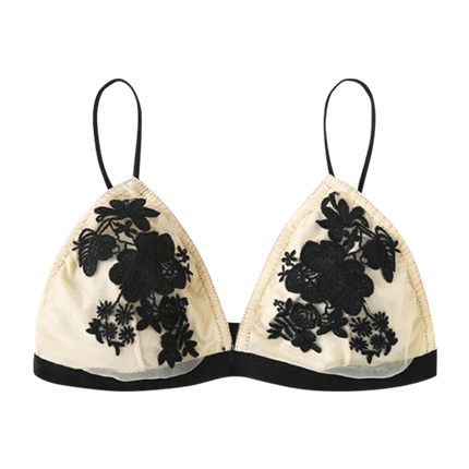 shop SHEIN Flower Embroidered Triangle Bralette online shop SHEIN Flower Embroidered Triangle Bralette online