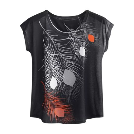 shop Feather Print T-Shirt online shop Feather Print T-Shirt online