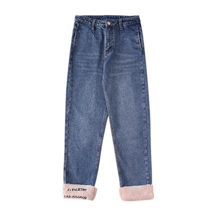 shop online Letter Embroidered Roll Up Hem Jeans shop online Letter Embroidered Roll Up Hem Jeans