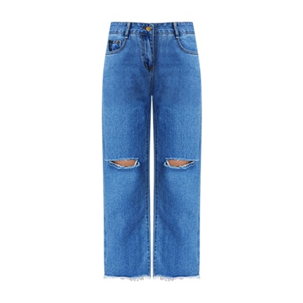 shop online Cut Out Frayed Hem Ankle Jeans shop online Cut Out Frayed Hem Ankle Jeans
