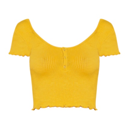 shop SHEIN Lettuce Trim Button Detail Ribbed Tee online shop SHEIN Lettuce Trim Button Detail Ribbed Tee online