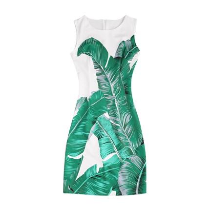 shop Palm Leaf Print Zipper Back Tank Dress online shop Palm Leaf Print Zipper Back Tank Dress online