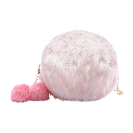 shop online Faux Fur Overlay Crossbody Bag With Pom Pom shop online Faux Fur Overlay Crossbody Bag With Pom Pom