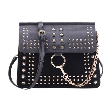 Style and compare Black Studded Flap Crossbody Bag | bags | Sociomix