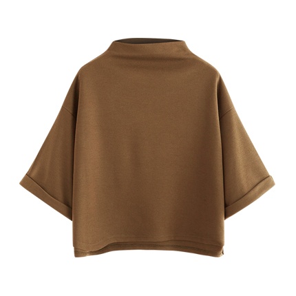 shop Mock Neck High Low Cuffed T-shirt online shop Mock Neck High Low Cuffed T-shirt online