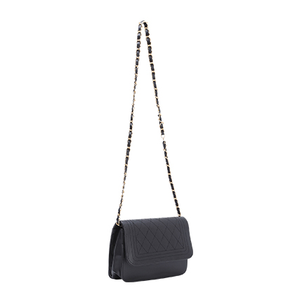 shop online Black Faux Leather Quilted Flap Chain Bag shop online Black Faux Leather Quilted Flap Chain Bag
