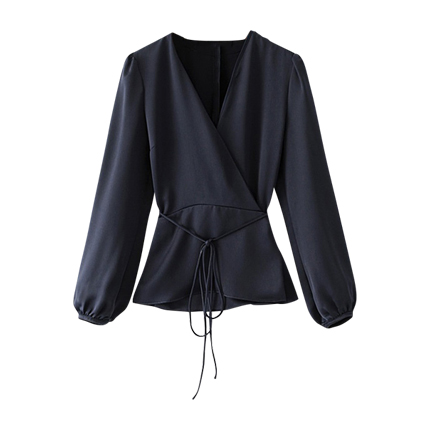 shop online Surplice Front Tie Waist Wrap Top shop online Surplice Front Tie Waist Wrap Top